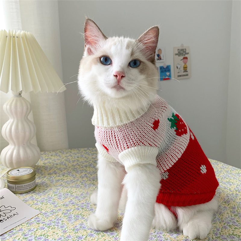 Strawberry Heart Cat Sweater