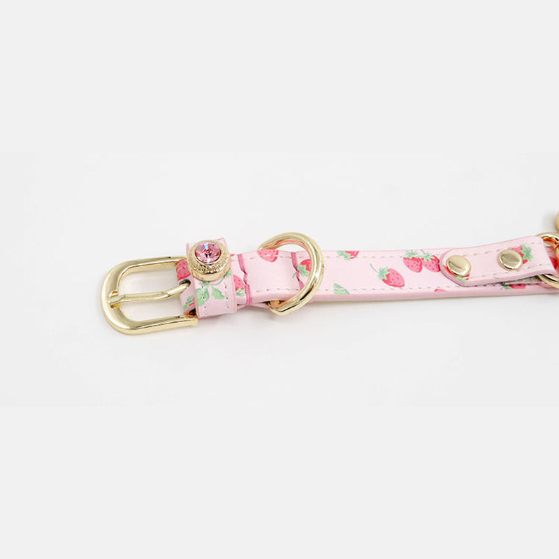 Hand Made Leather Pet Collar Strawberry