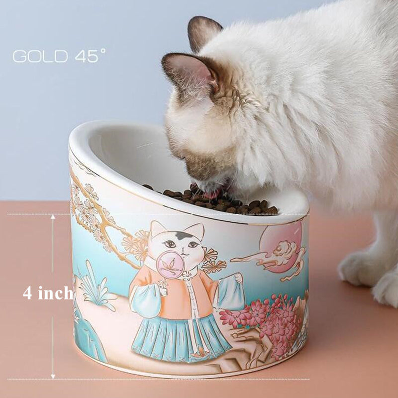 Lannvan Raised Cat Bowl, Cat Bowl, 3 Ceramic Cat Food Bowls, 15