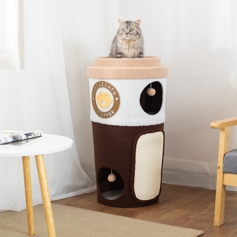 Classic Grey Wood Cat Sofa | Happy & Polly | Cute Rentro Cat Furniture | 17.1'' x 15.9'' x 16.5