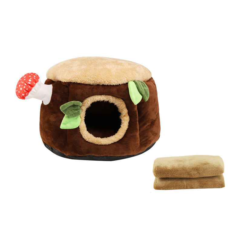 Stump and Red Mushroom Cat Bed