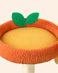 Detailed view of the orange platform on the Fruit World Cat Tree