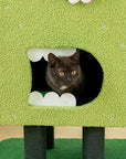 Close-up detail of cat inside the Monster Waiter Cat Tree condo – spacious and cozy interior.