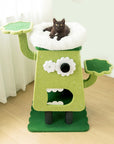 Top view of cat sleeping in Monster Waiter Cat Tree – soft and secure top bed for cats.